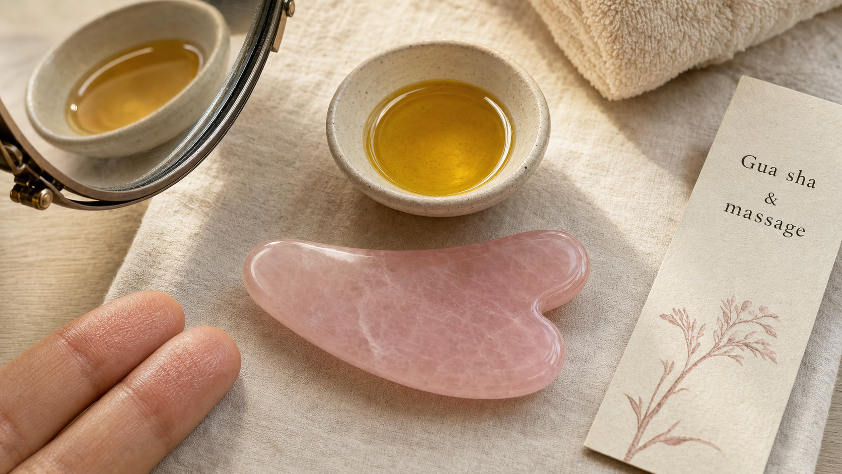 Gua sha bienfaits : quartz rose, éclat, drainage et tensions