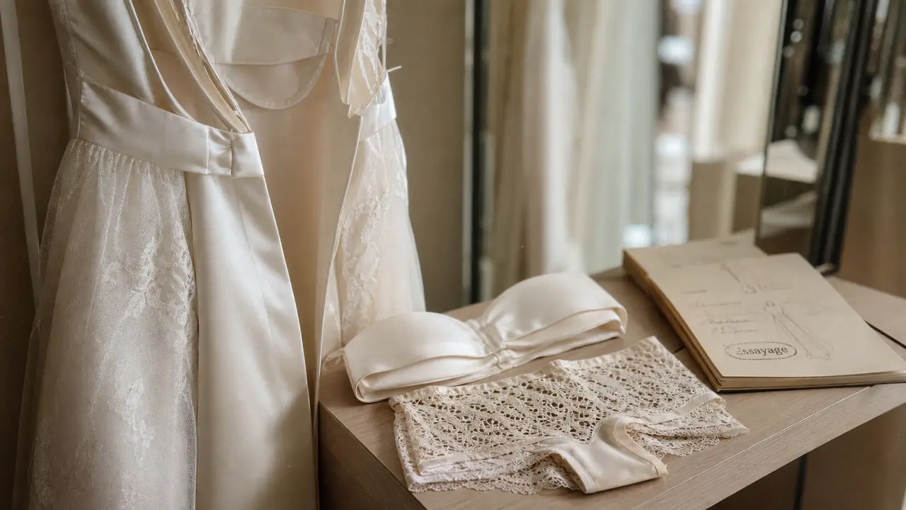 Lingerie mariage discrète et confortable sous une robe de mariée ivoire