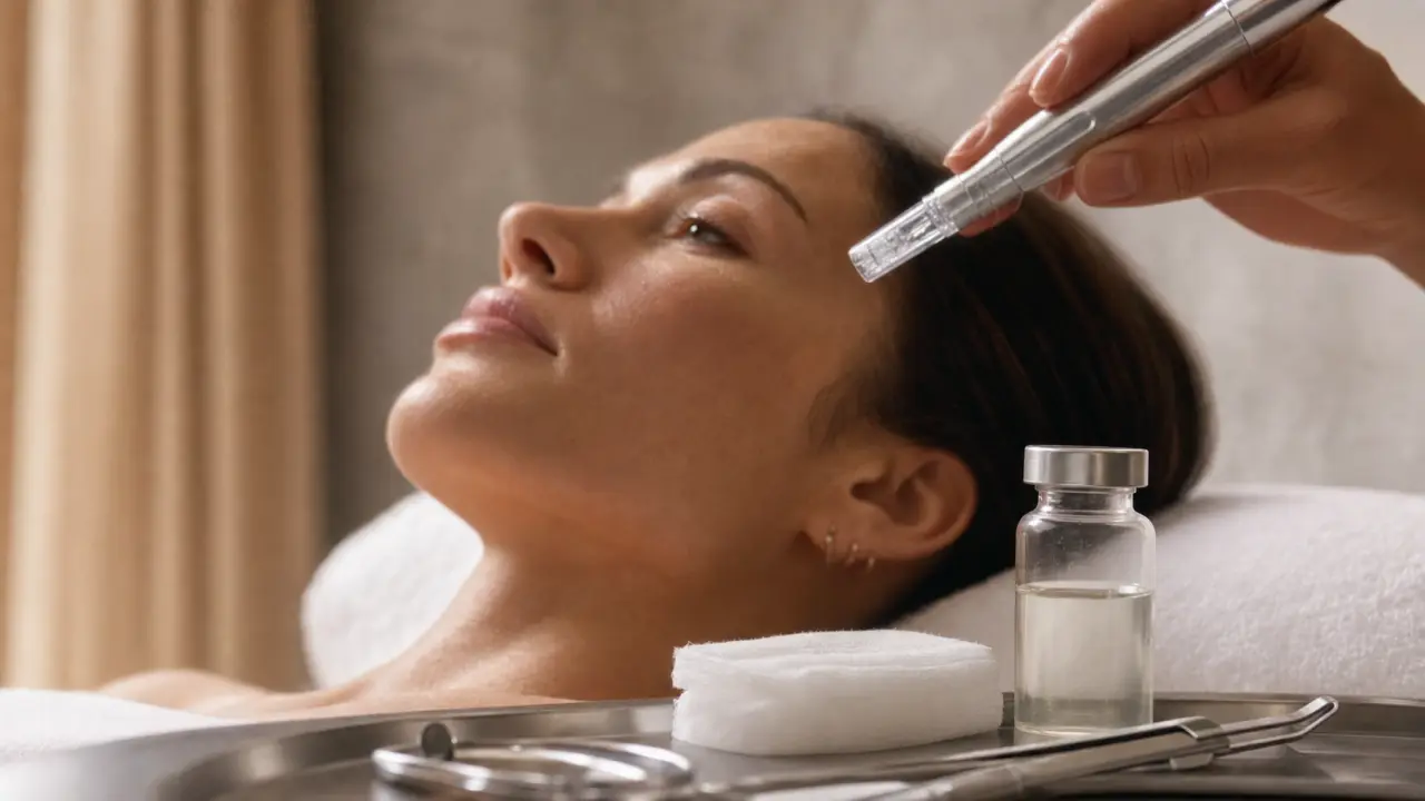 Microneedling avant après 1 séance : rougeurs, pores visibles, éclat