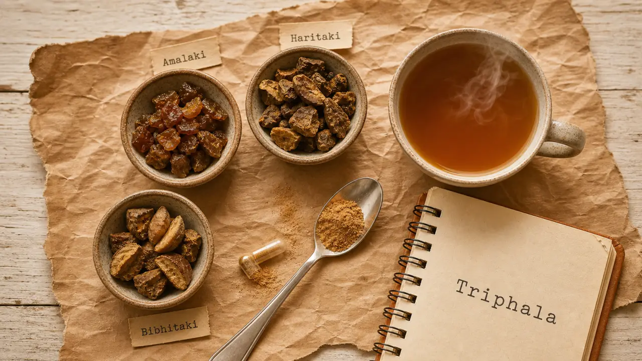 Triphala bienfaits : amalaki haritaki bibhitaki et poudre