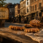 Visite Bruxelles 3 jours : gaufres bruxelloises aux Marolles, rue pavée au coucher du soleil