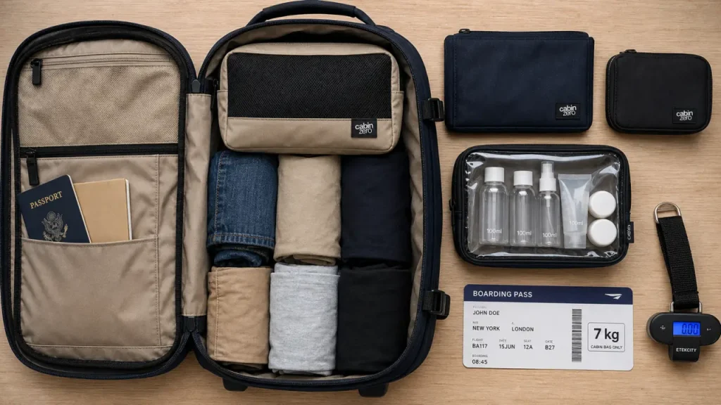 Voyager léger en bagage cabine : 7 kg, sac souple et tenue coordonnée