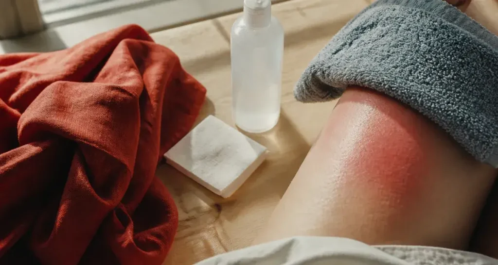 Coup de soleil rouge et douloureux : le réflexe à 15 °C à 25 °C, les soins et les signes d’alerte