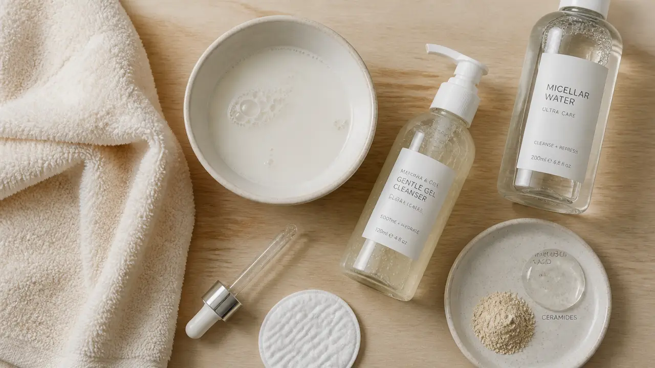 Nettoyant visage peau sèche sans parfum aux céramides, texture lactée