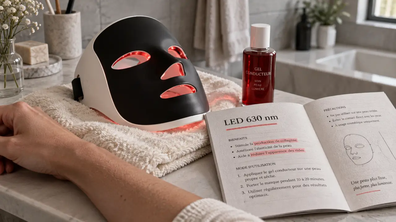 Appareil anti-rides : avis dermatologue, LED 630 nm, masque noir et blanc