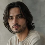 Cheveux mi long homme avec raie au milieu, volume et visage
