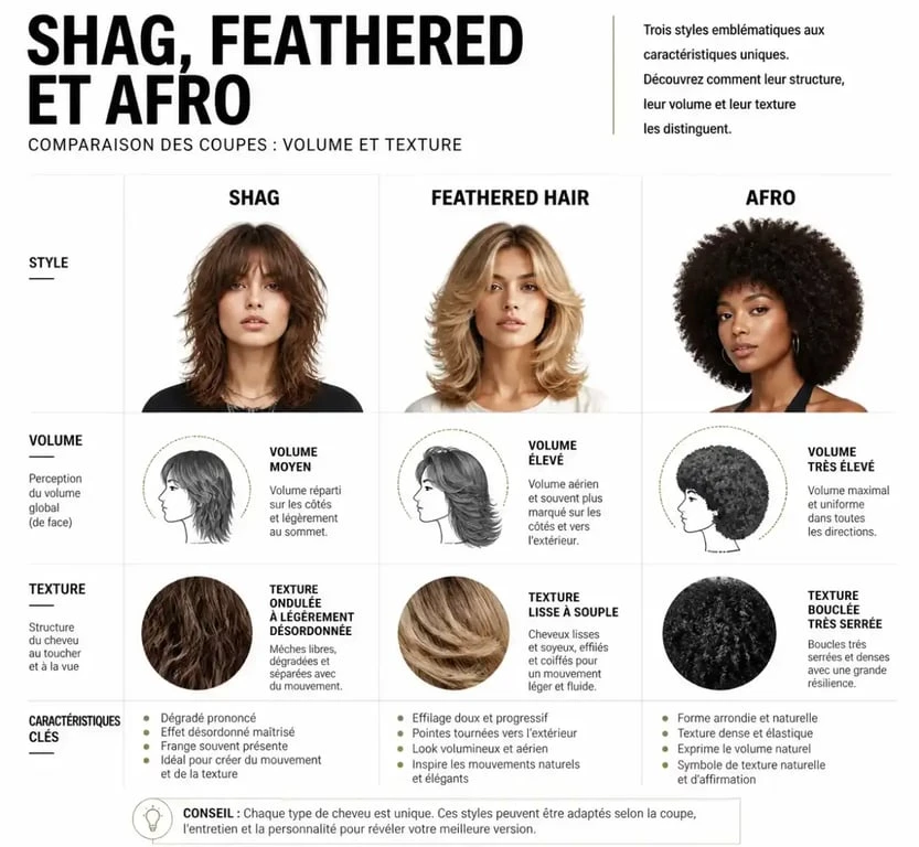 Comparatif des styles de coiffure année 70 femme
