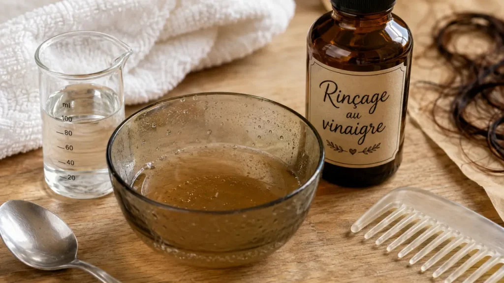 Vinaigre de cidre pour les cheveux : brillance, démêlage et cuir chevelu apaisé