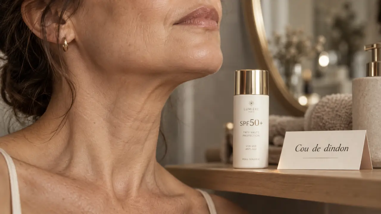 Photo : cou de dindon femme, cou et mâchoire (Botox, radiofréquence, lifting)